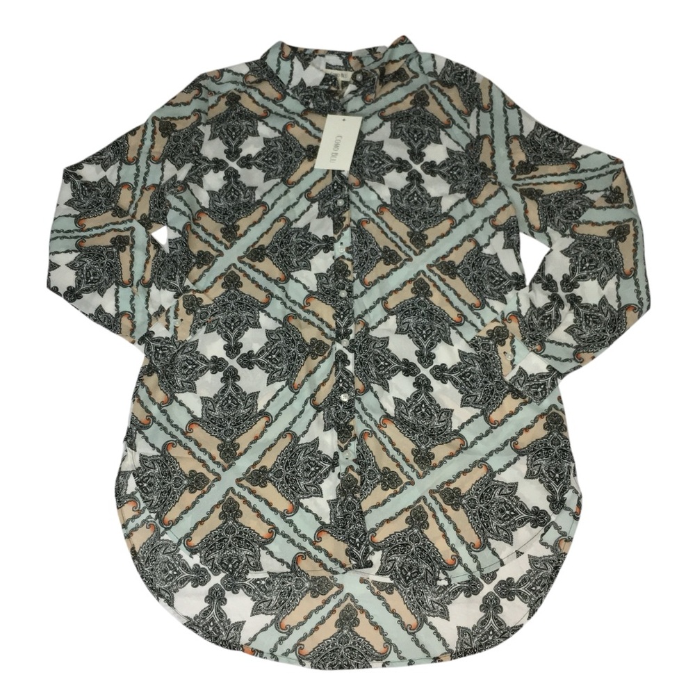 COMO BLU  Retro Paisley Button Down Top Shirt - Women’s Medium NWT